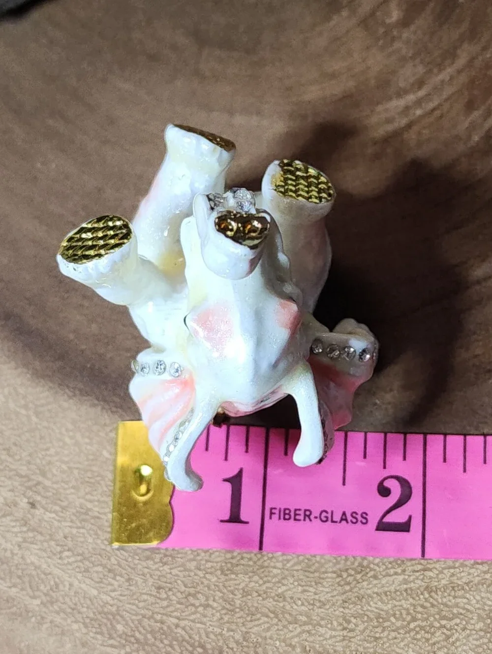 Dainty Little Elephant Trinket Box Jewelry Box with Gold And Rhinestone Accents